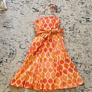 Maeve Strapless Dress in Orange and White
